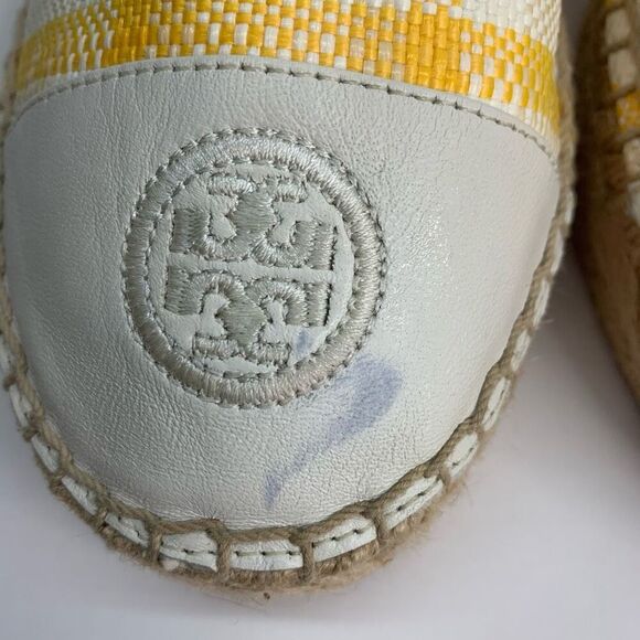 TORY BURCH Colorblock Platform Espadrille In Yellow Check‎ Plaid/ Ivory Sz 10 - Picture 3 of 10